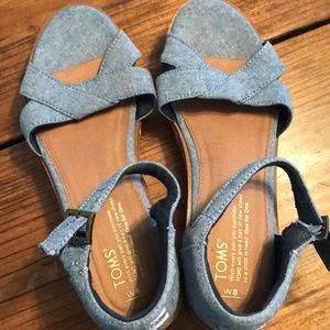 TOMS Chambray flat cork wedge